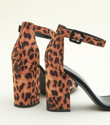 leopard print low block heel shoes