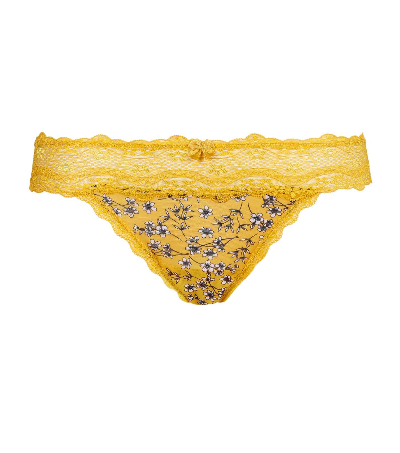 Mustard Floral Lace Waist Thong  Image 3