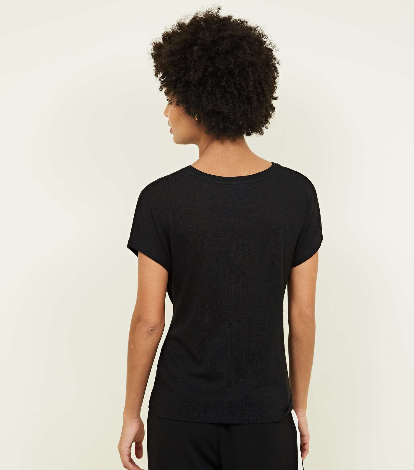 Black Twist Front Fine Knit T-Shirt Image 3
