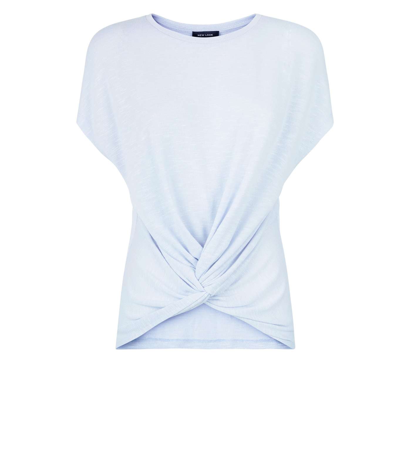 Pale Blue Twist Front Fine Knit T-Shirt Image 4