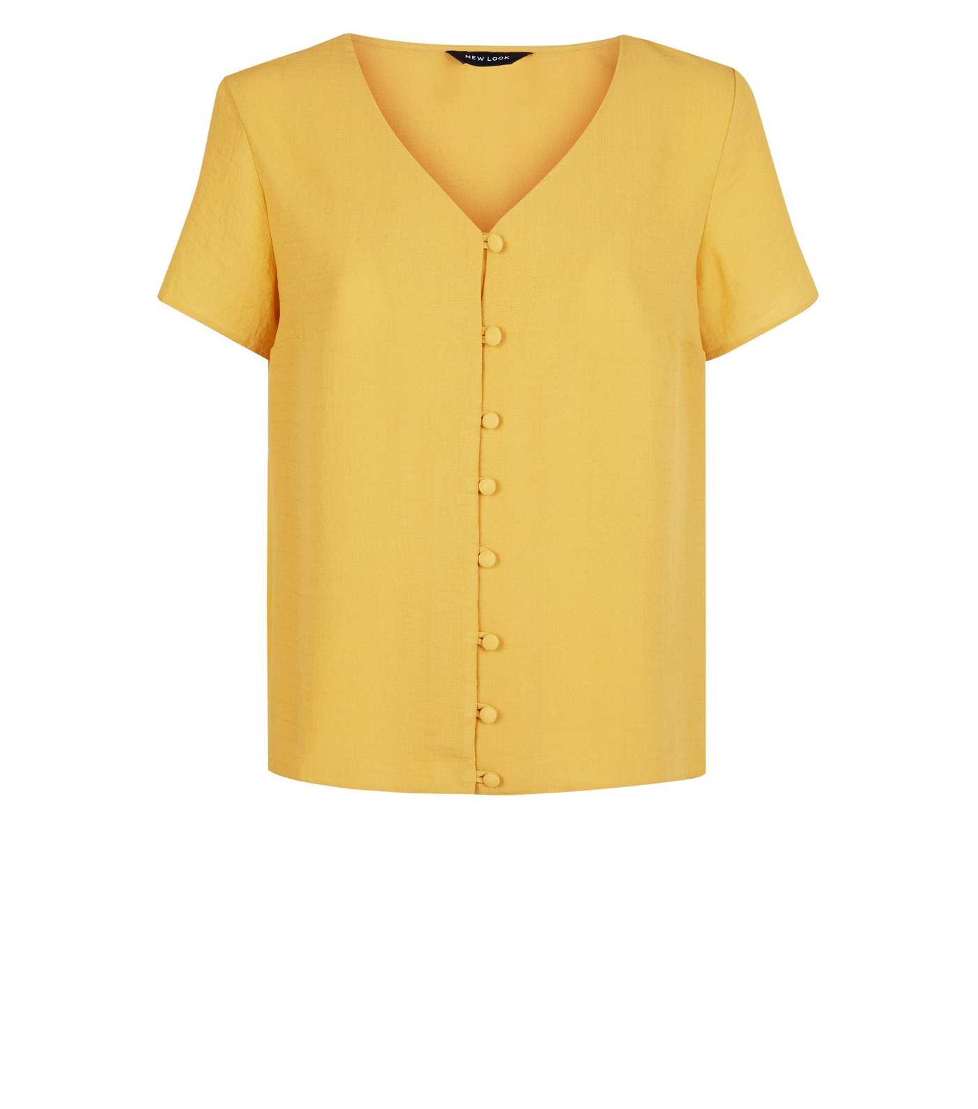Yellow V-Neck Button Front Blouse Image 4