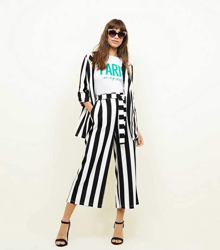 Black Stripe Tie Waist Trousers
