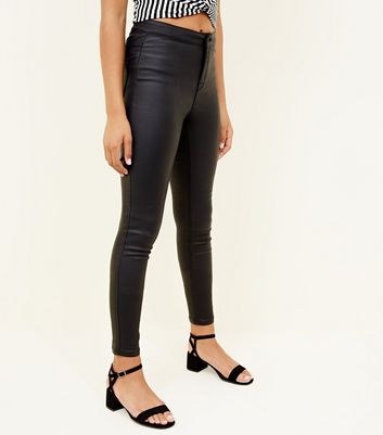 black wet look high waisted jeans