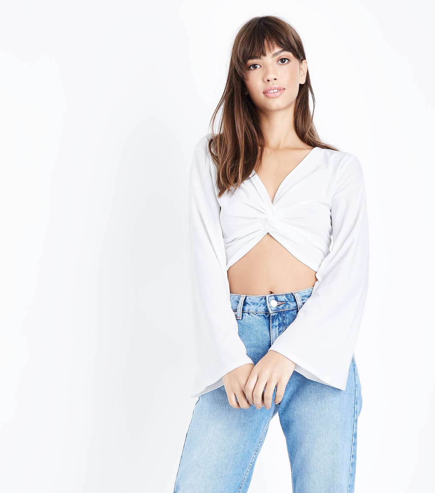 Cameo Rose White Twist Front Crop Top 