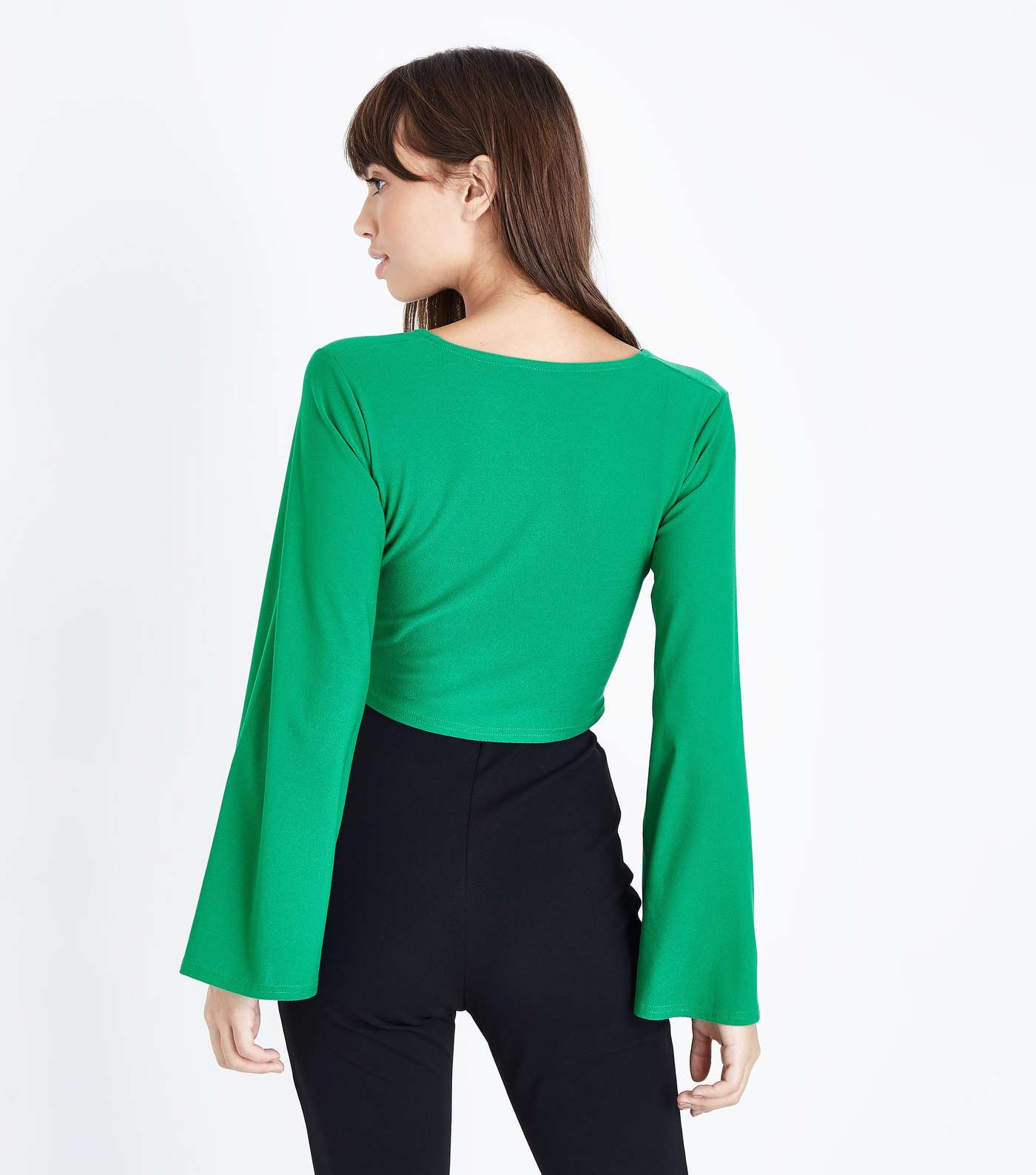 Cameo Rose Green Twist Front Crop Top  Image 3
