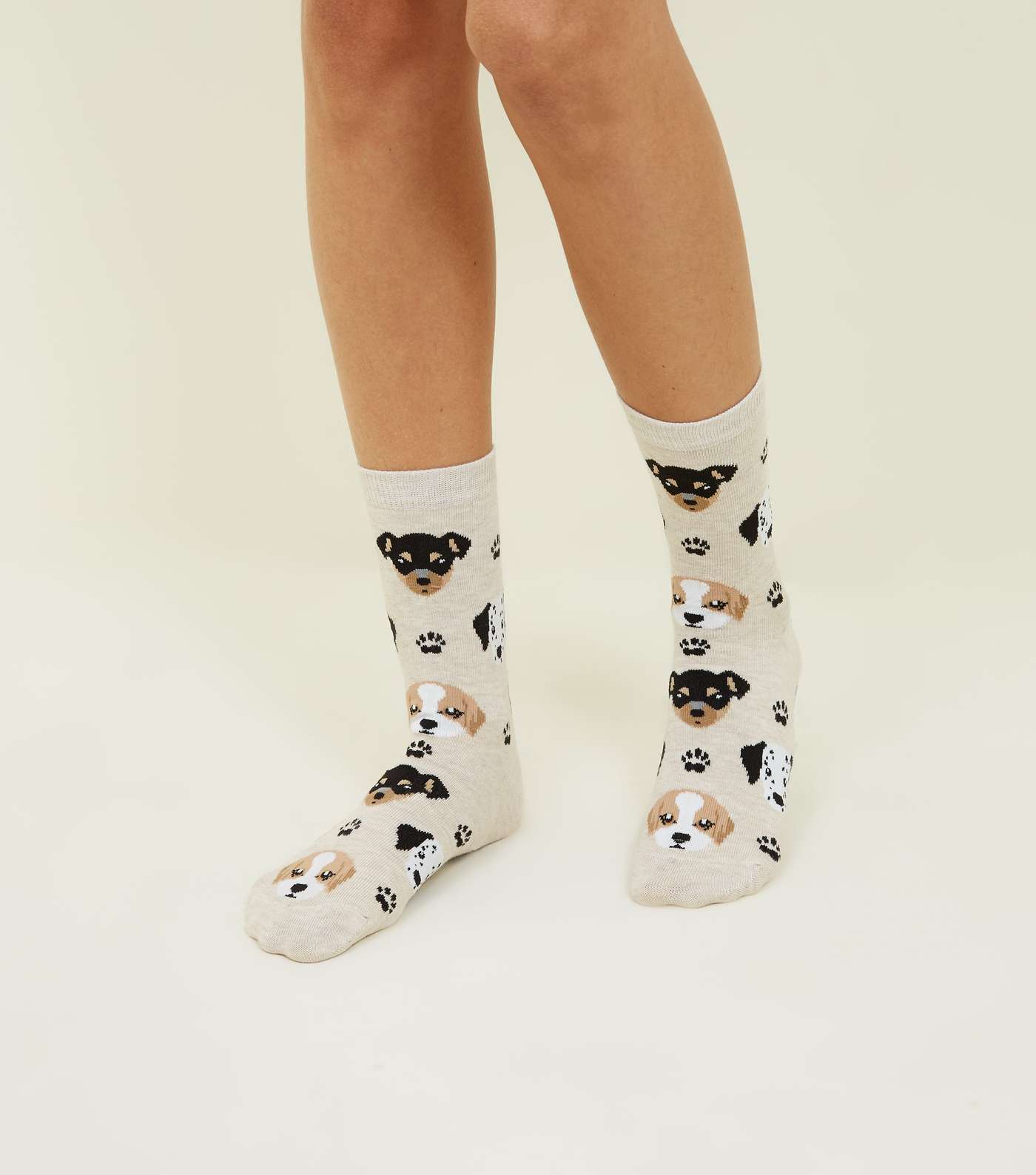 Cream Paw and Dogs Socks Image 2