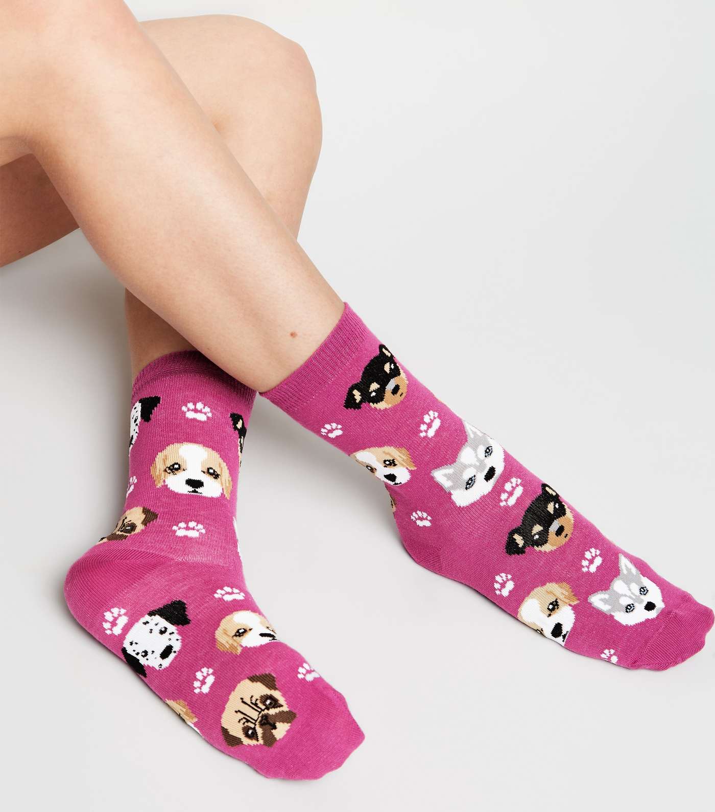 Purple Paw and Dog Print Socks Image 2