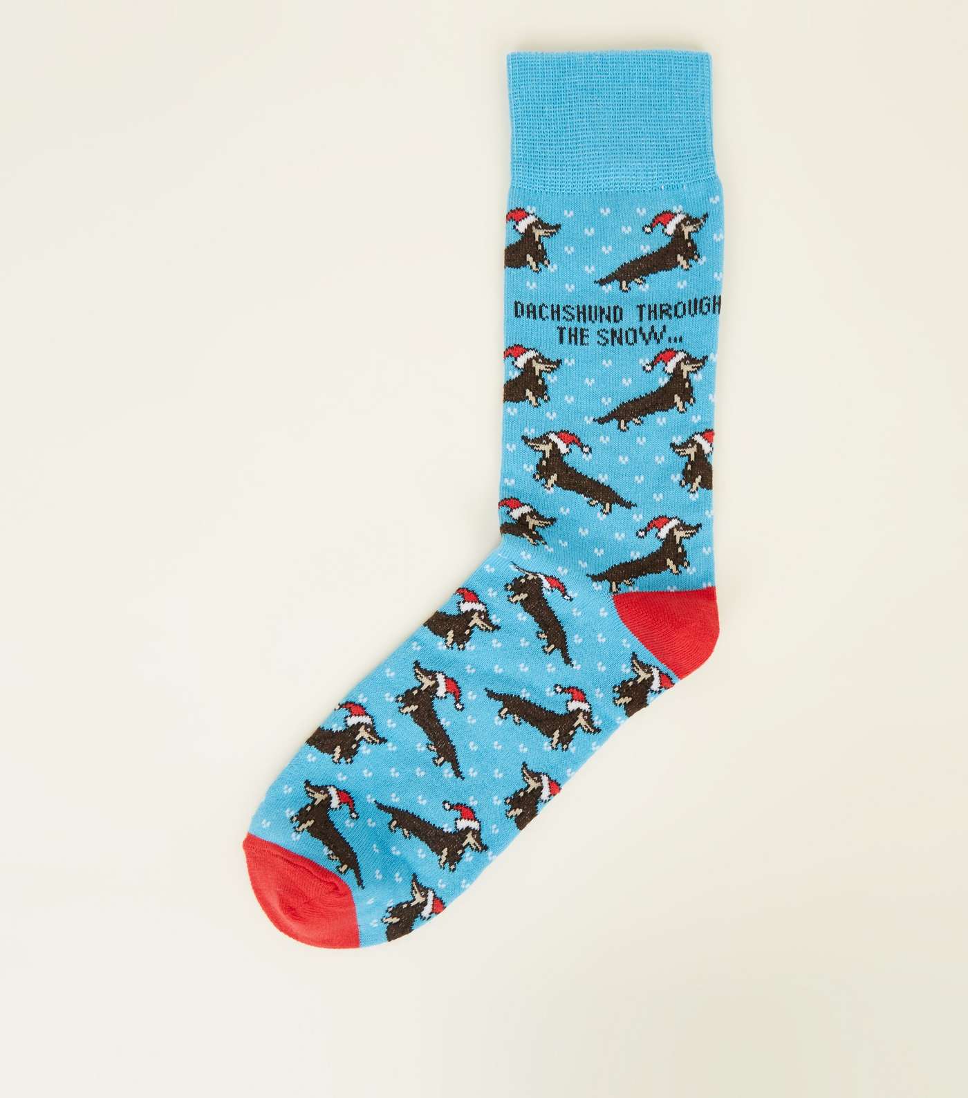 Blue Dachshund Christmas Slogan Socks