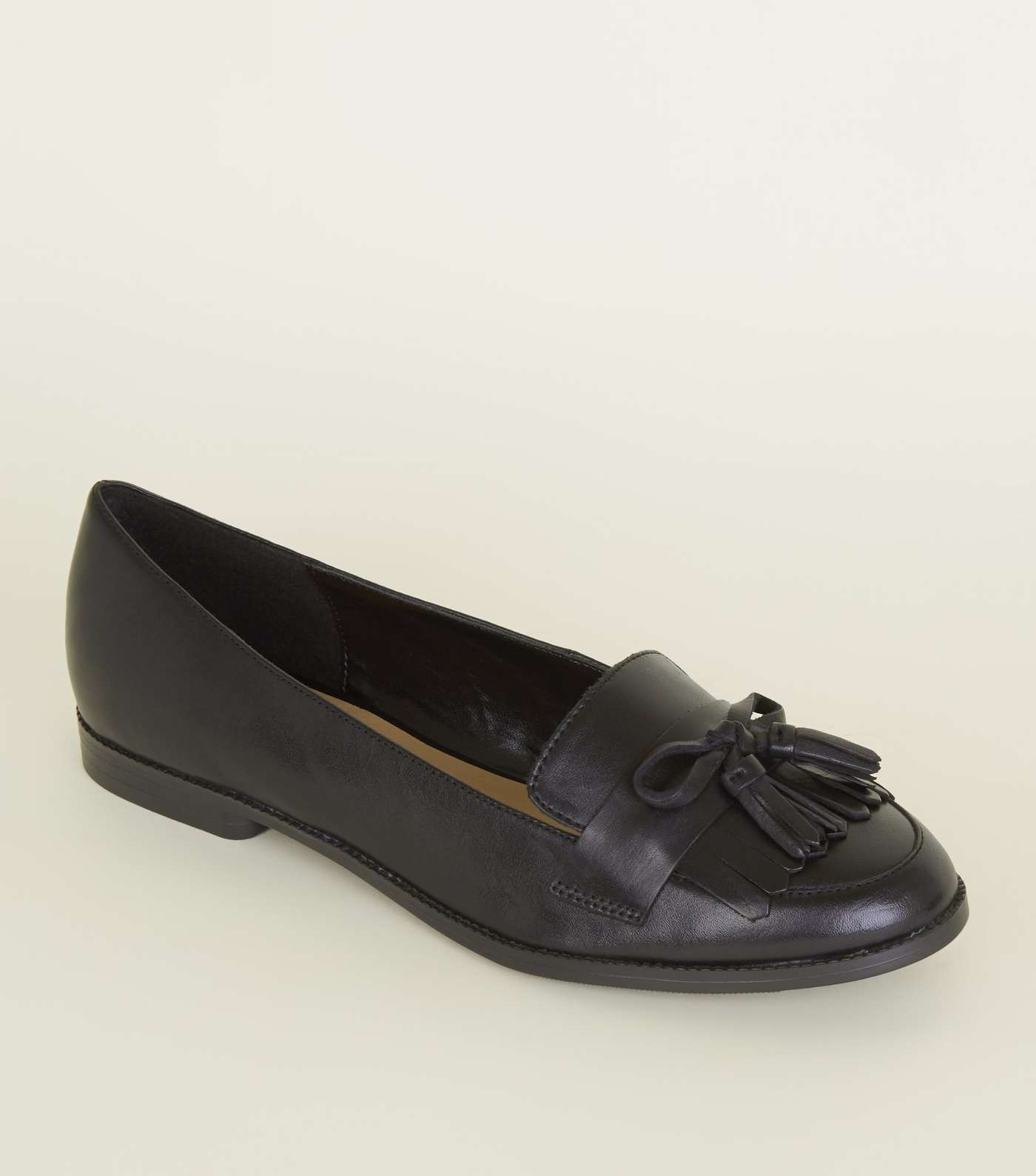 Black Bow Front Leather Loafers 