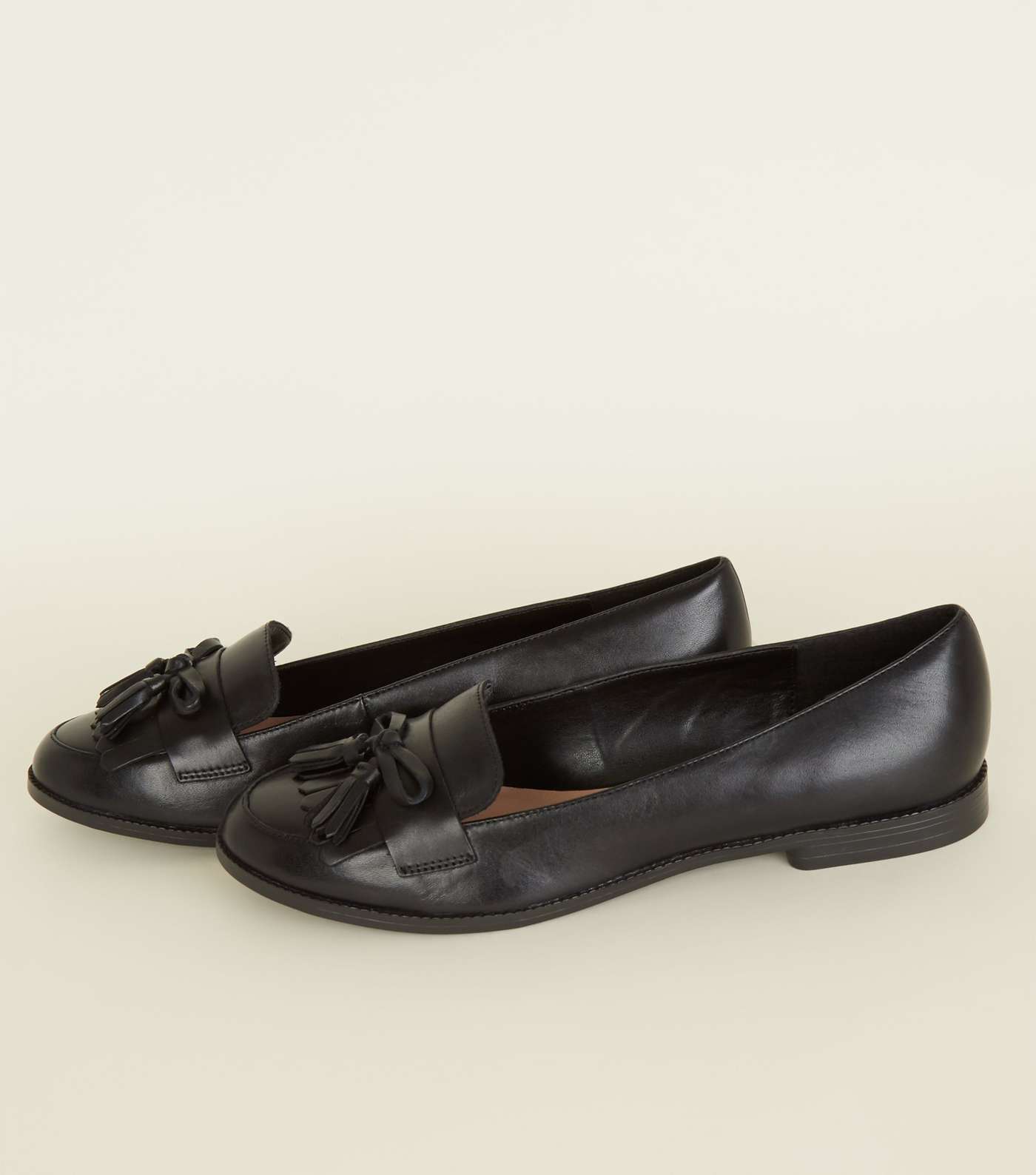 Black Bow Front Leather Loafers  Image 3
