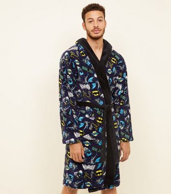 Navy Batman Print Dressing Gown New Look