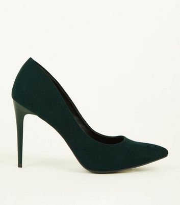 dark green suede court shoes