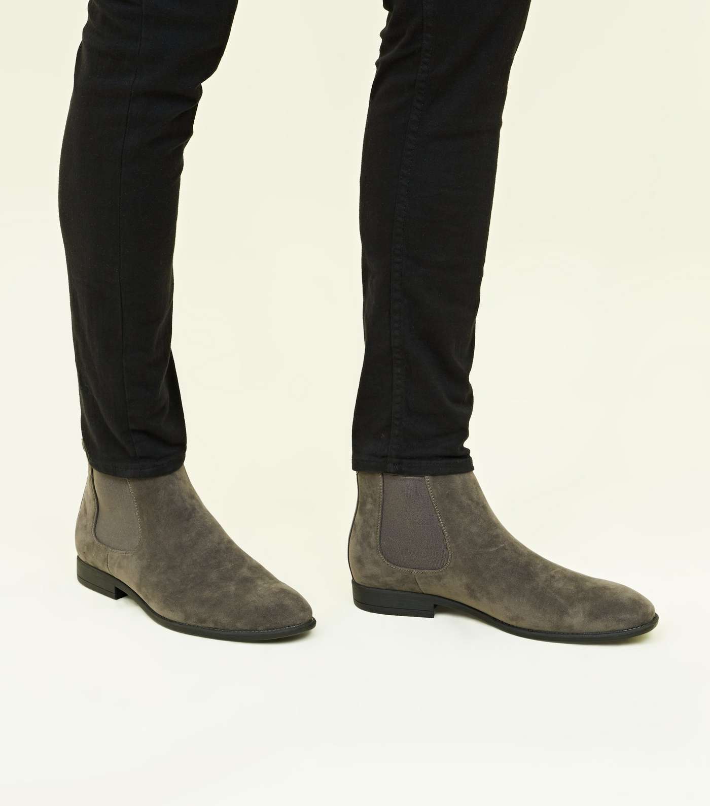 Grey Faux Suede Chelsea Boots  Image 2