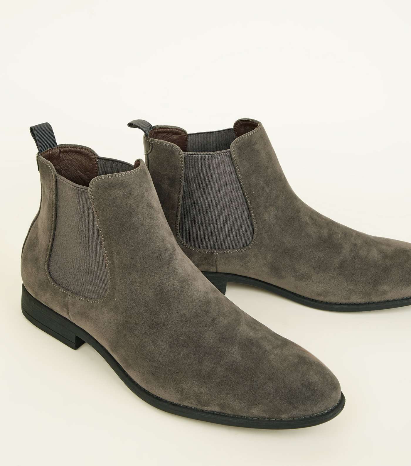 Grey Faux Suede Chelsea Boots  Image 4