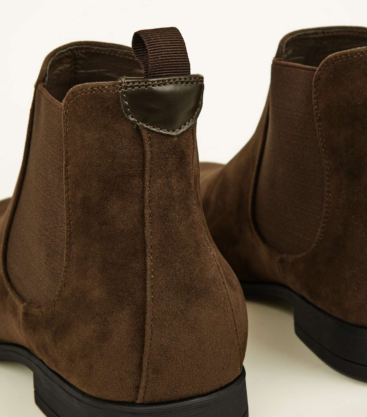 Dark Brown Faux Suede Chelsea Boots Image 4