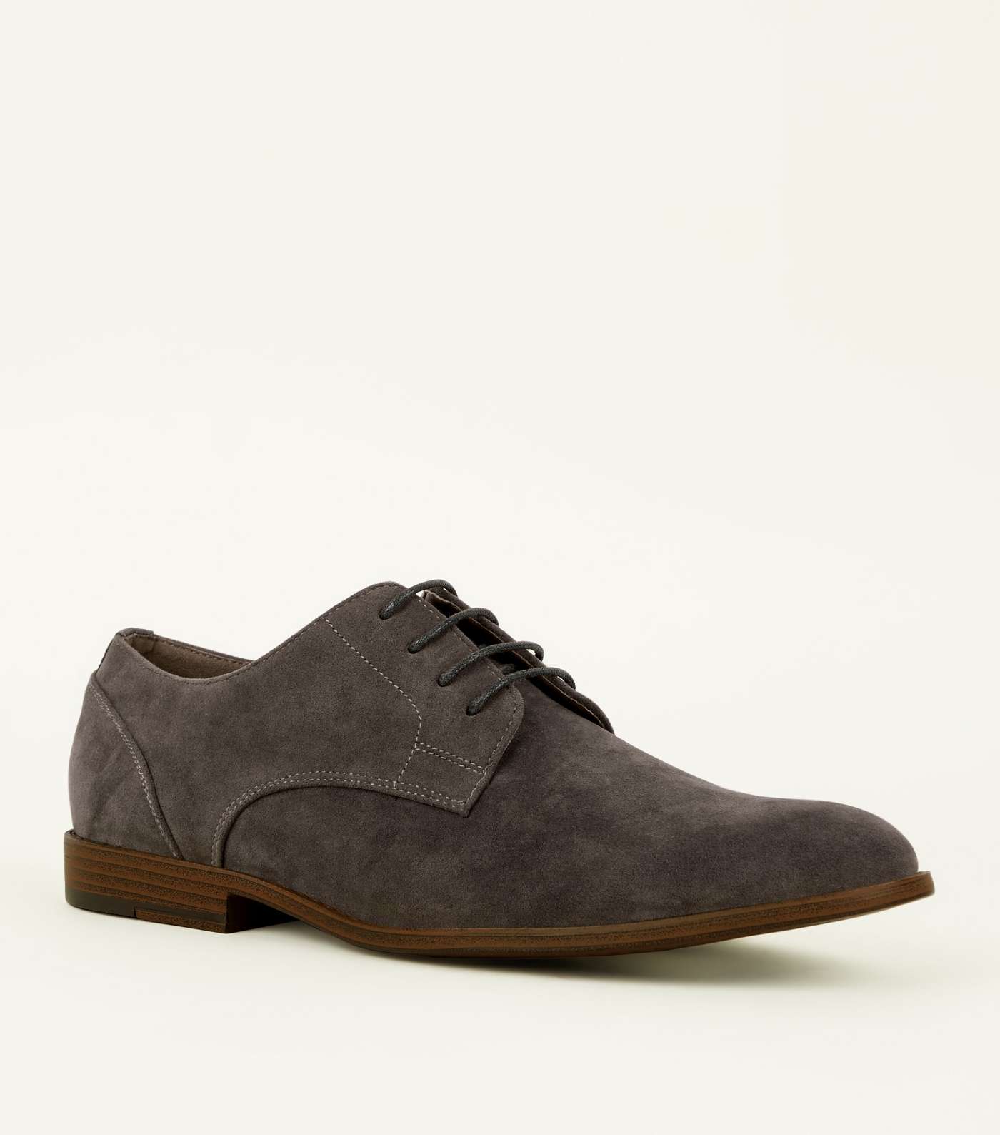 Dark Grey Faux Suede Lace-Up Desert Shoes Image 2