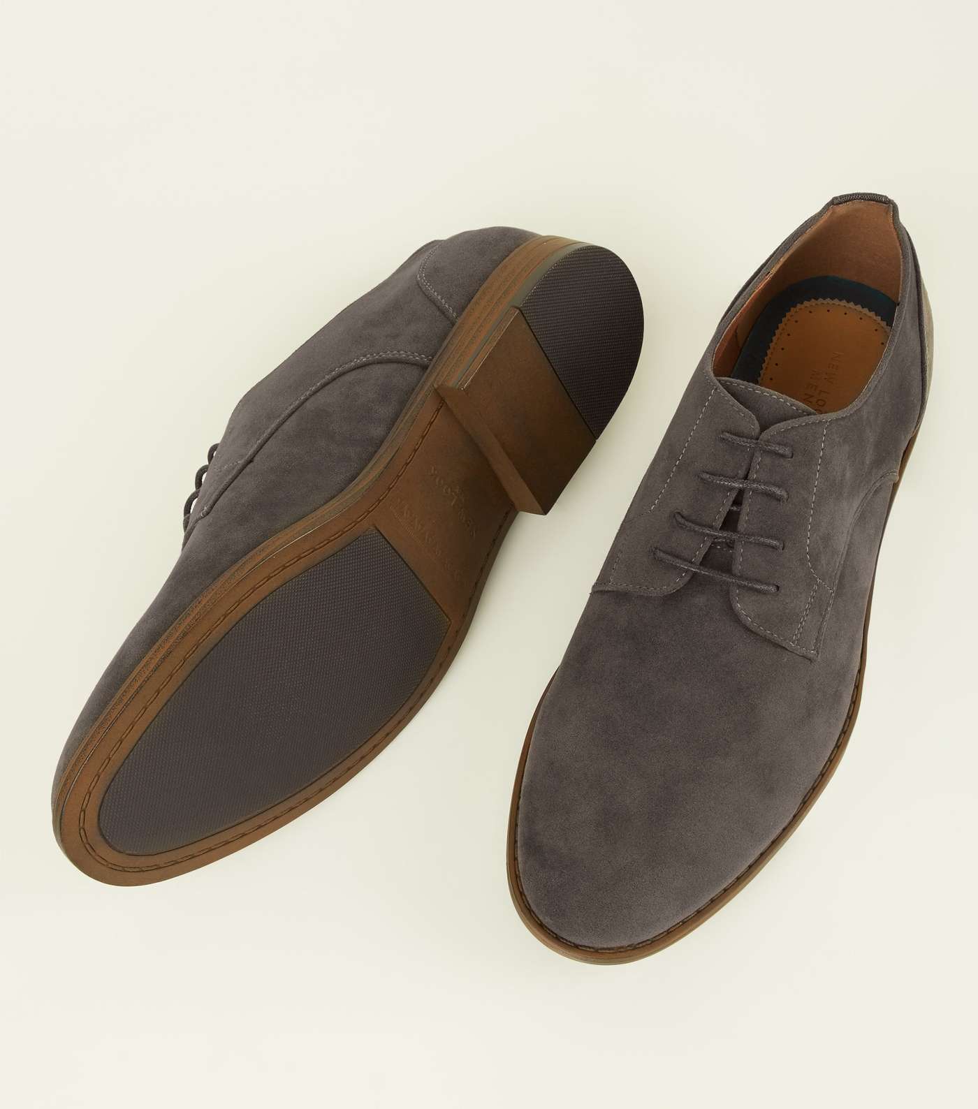 Dark Grey Faux Suede Lace-Up Desert Shoes Image 4