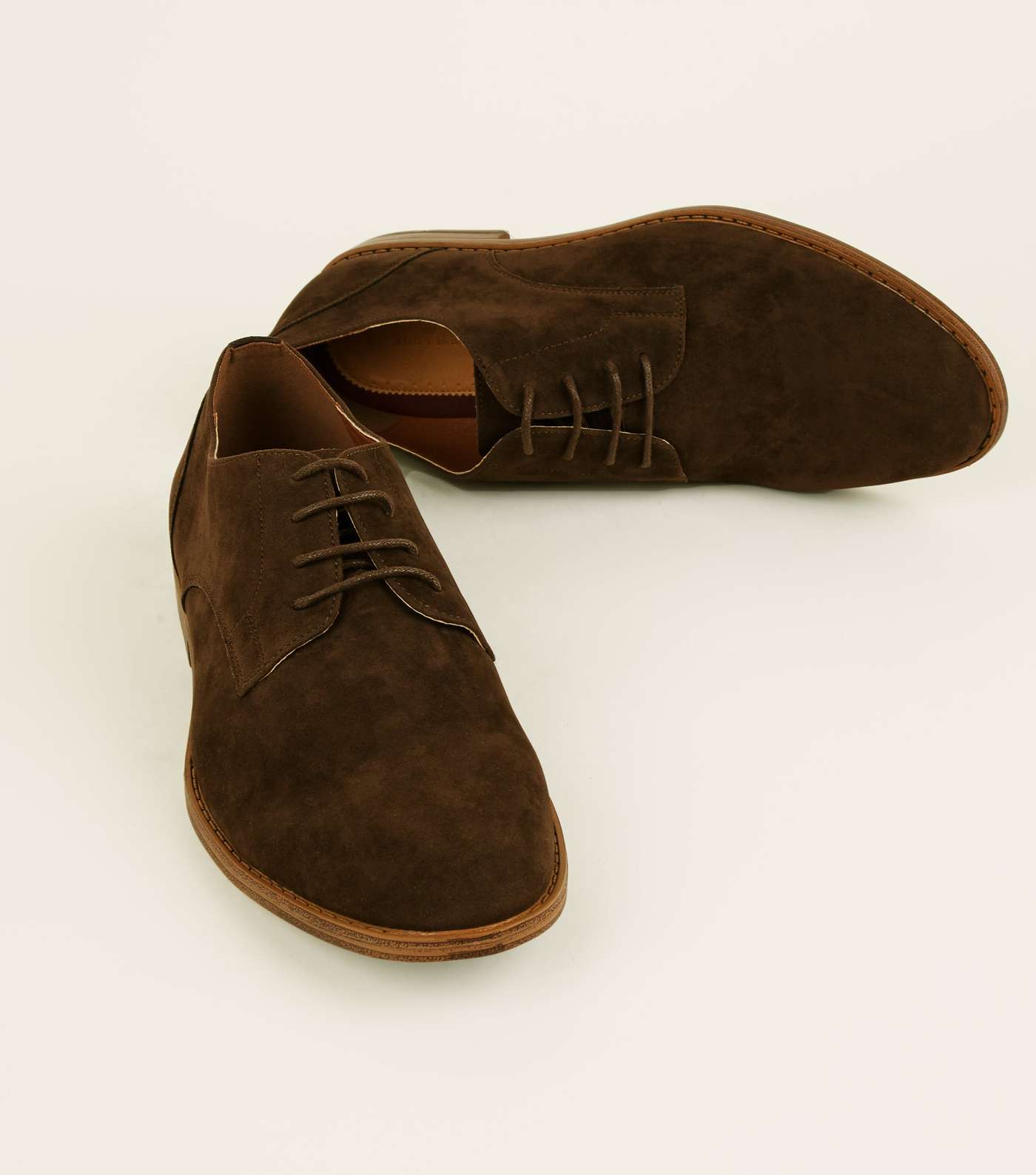 Dark Brown Faux Suede Lace-Up Desert Shoes Image 4