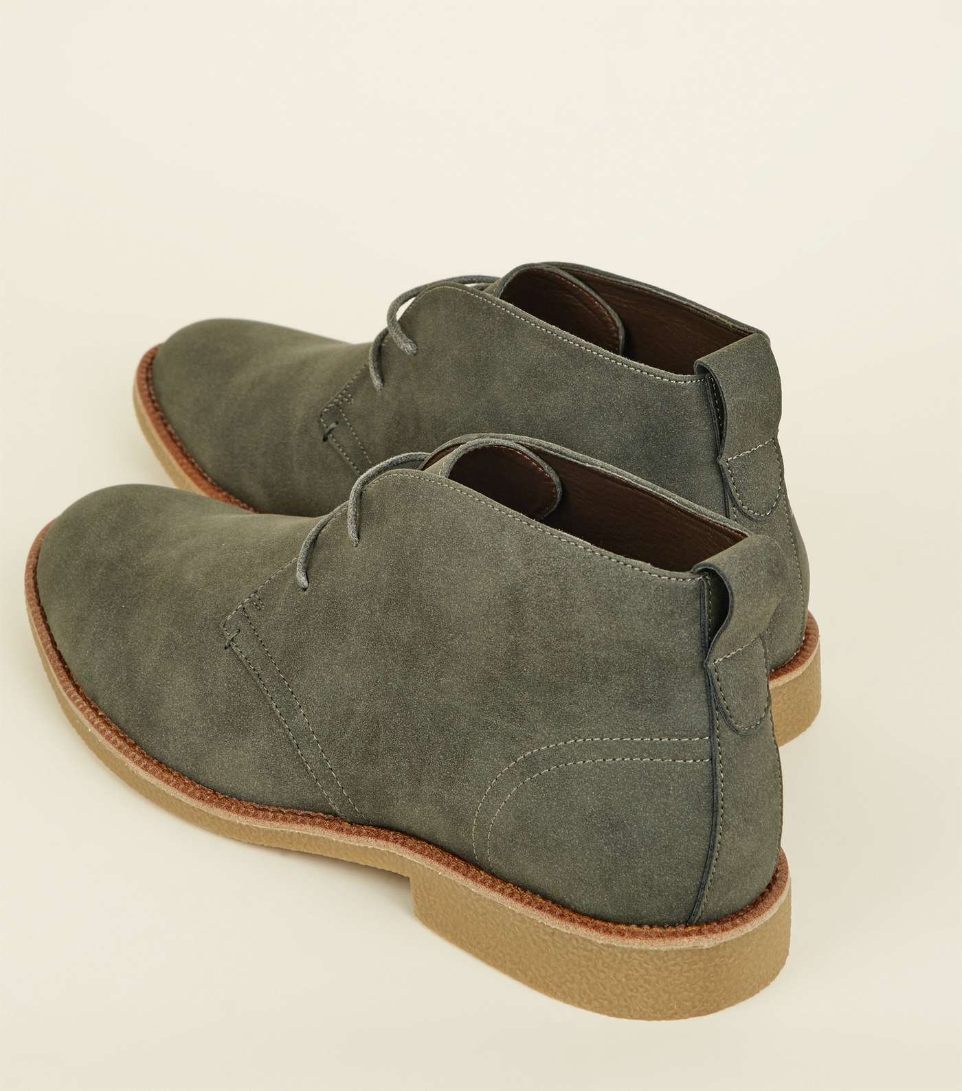Grey Faux Suede Desert Boots Image 4