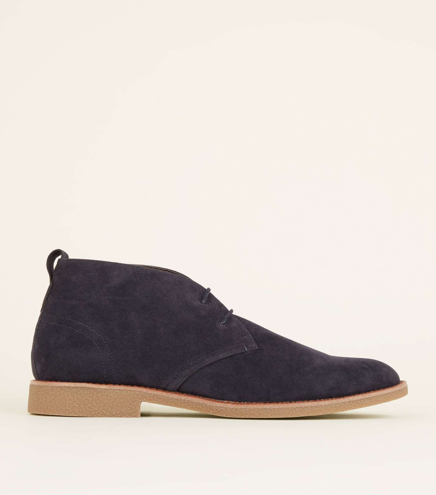 Navy Faux Suede Desert Boots Image 2