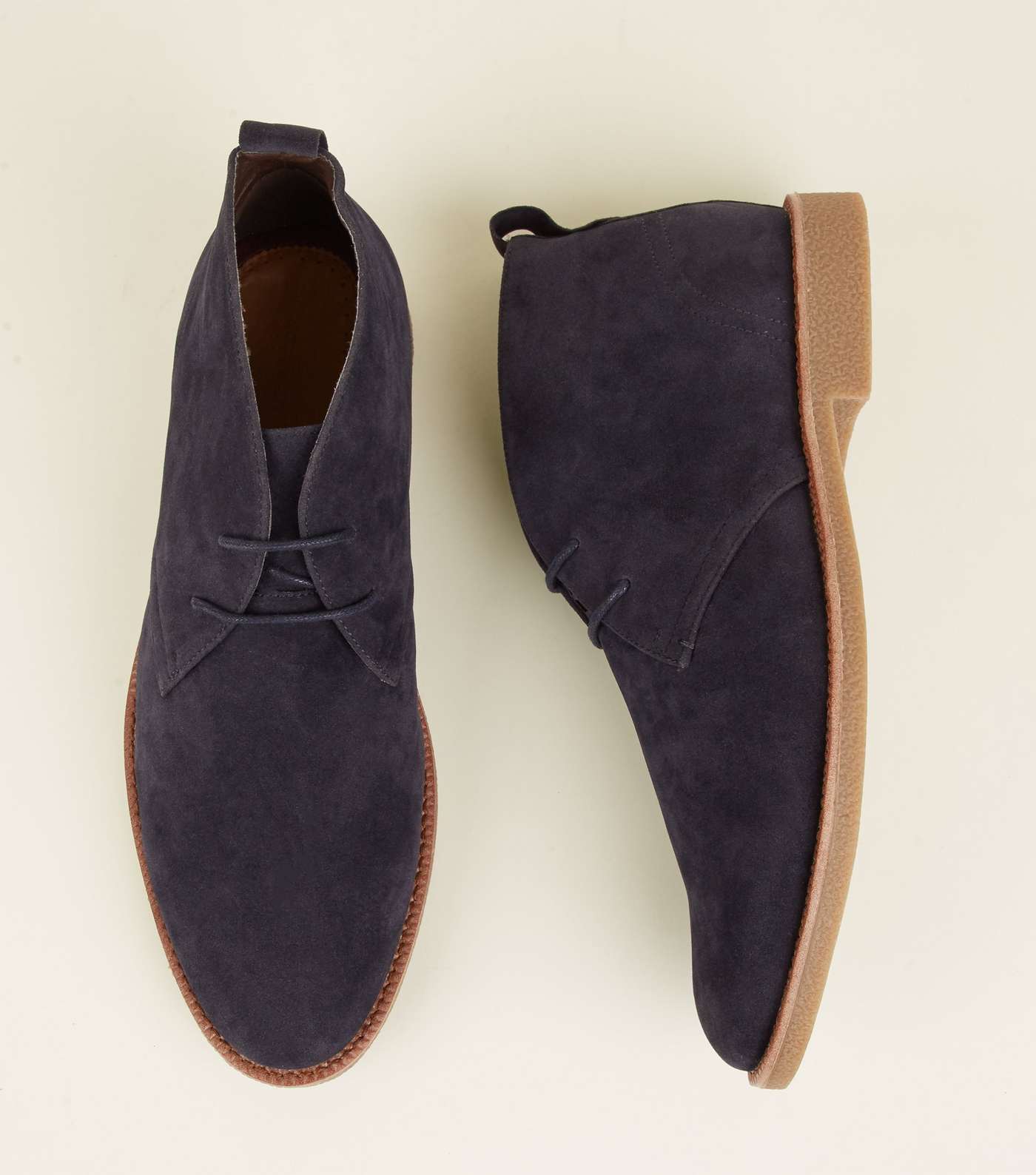 Navy Faux Suede Desert Boots Image 4