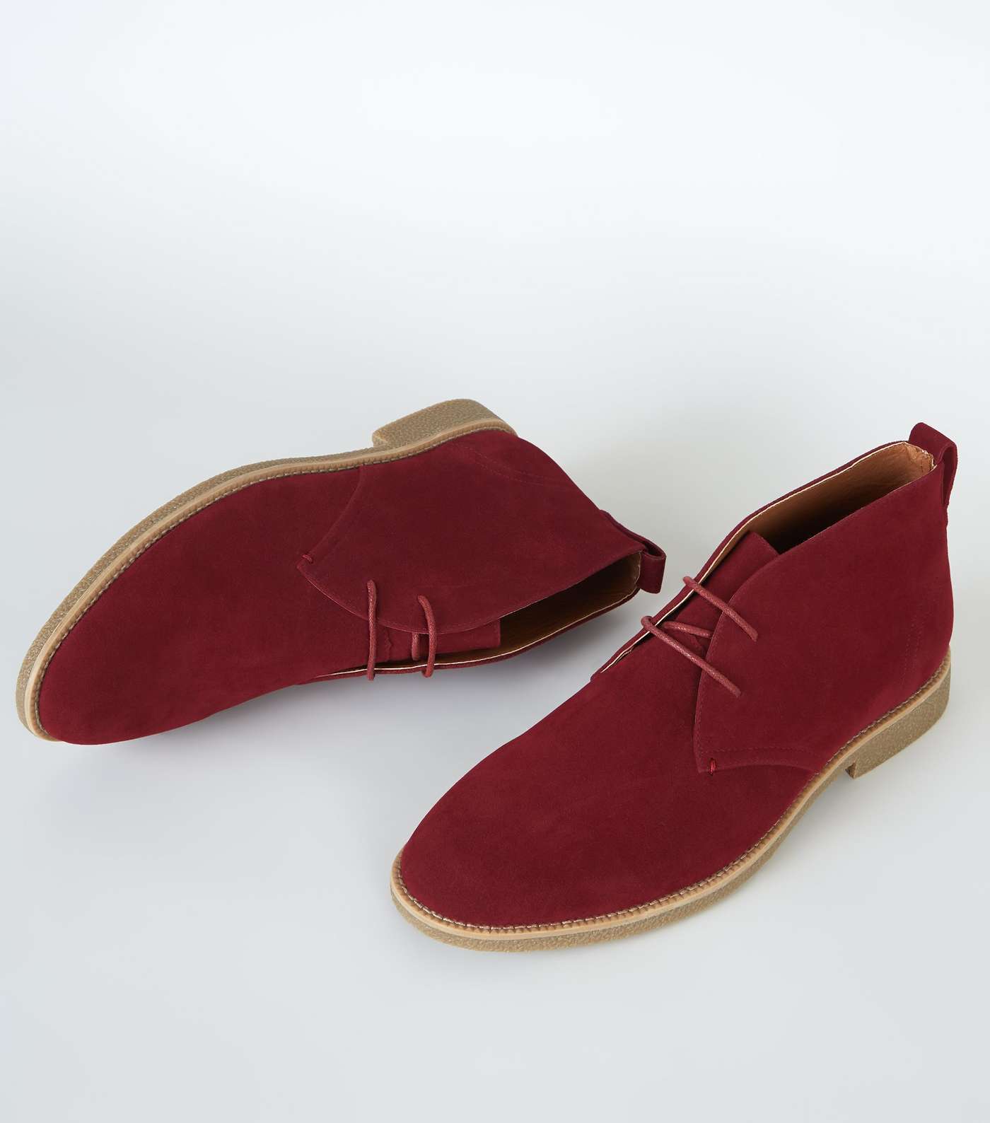 Dark Red Faux Suede Desert Boots Image 3