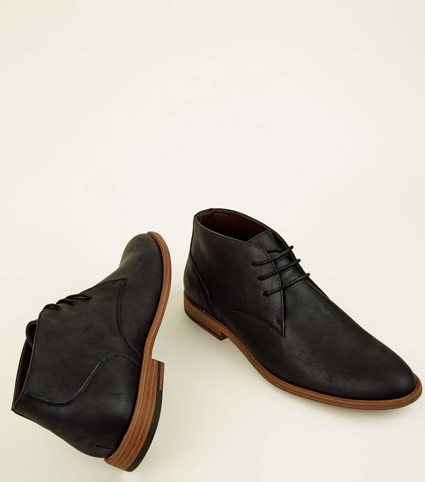 Black Leather-Look Chukka Boots Image 3