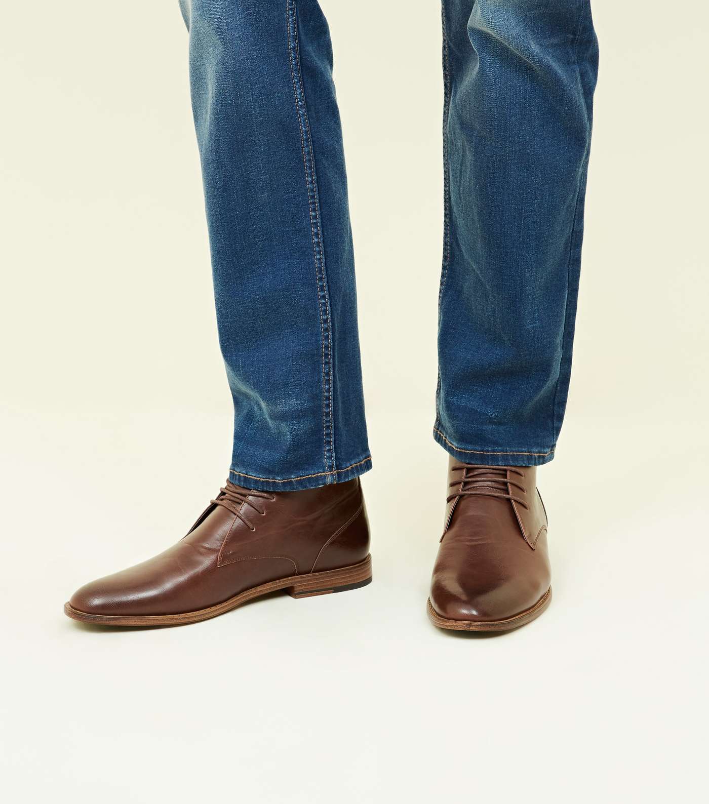 Dark Brown Leather-Look Chukka Boots