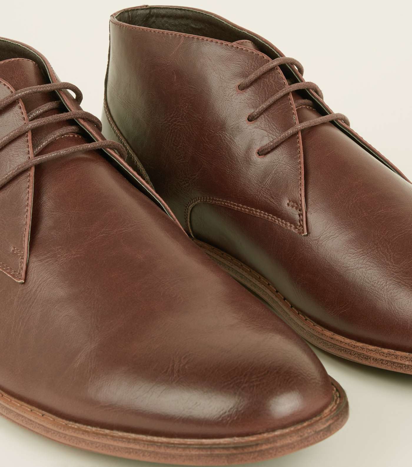 Dark Brown Leather-Look Chukka Boots Image 3