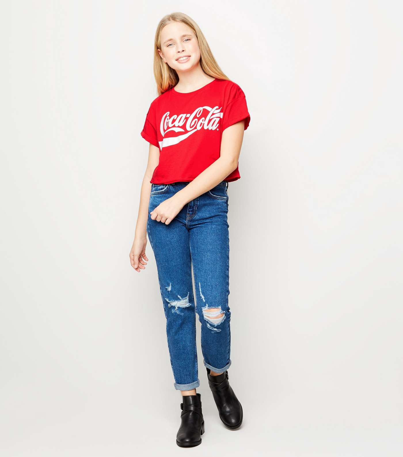 Girls Red Coca Cola Logo T-Shirt Image 3