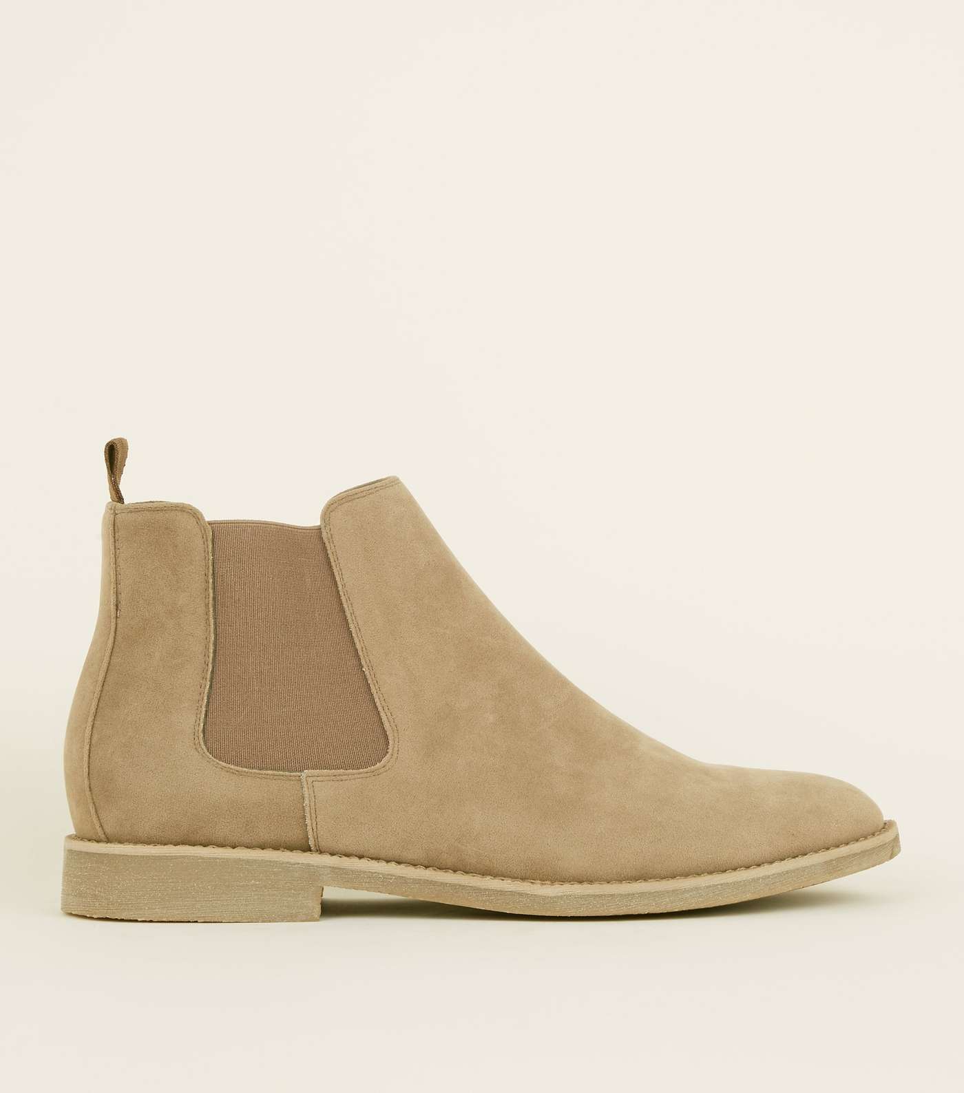 Stone Faux Suede Chelsea Boots