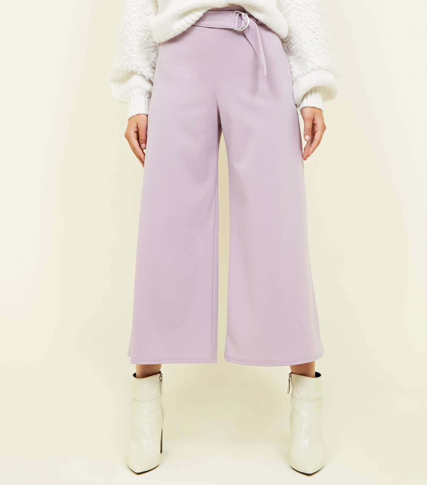 Lilac D-Ring Belt Cropped Trousers Image 2