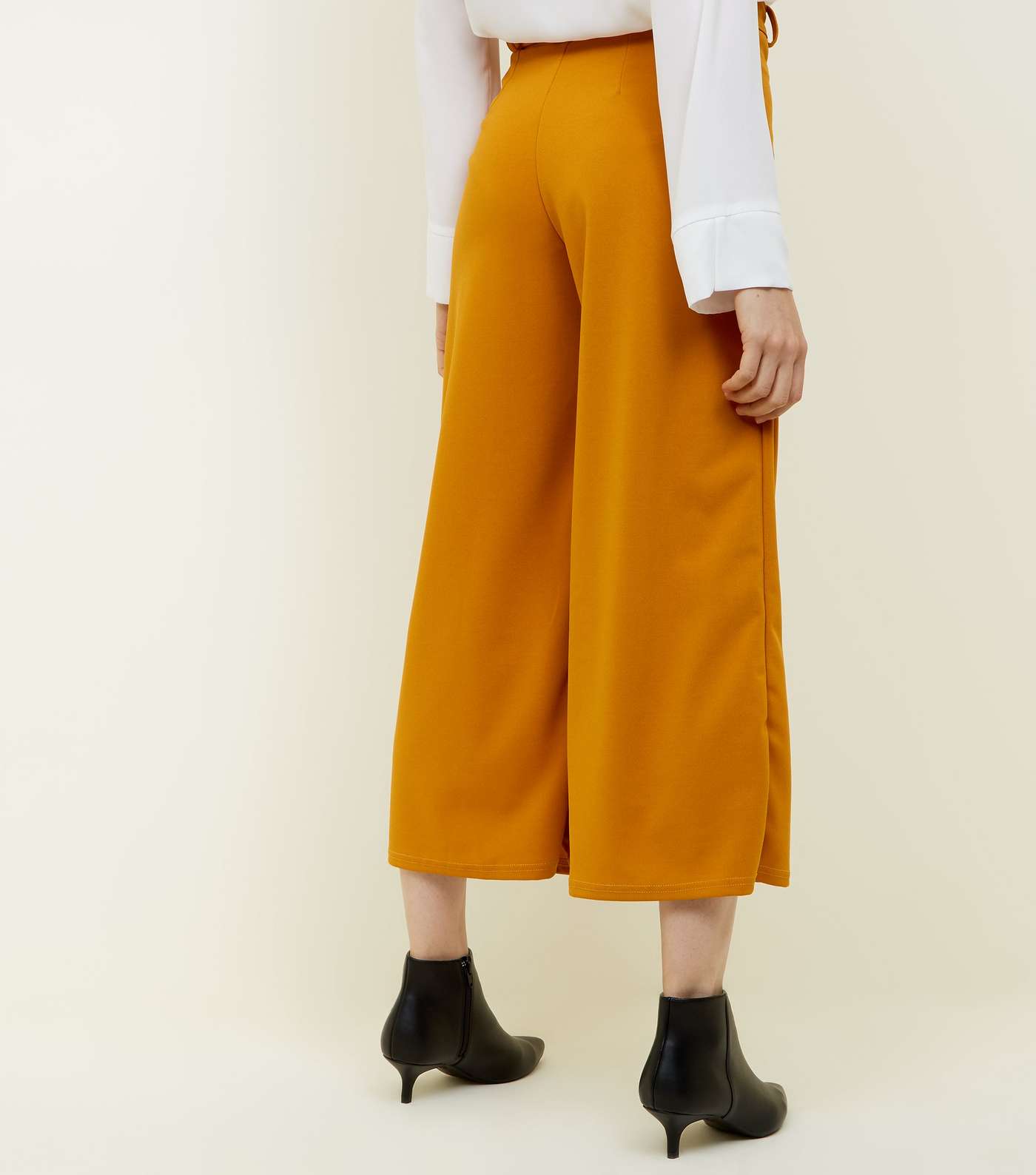 Mustard D-Ring Belt Cropped Trousers Image 3