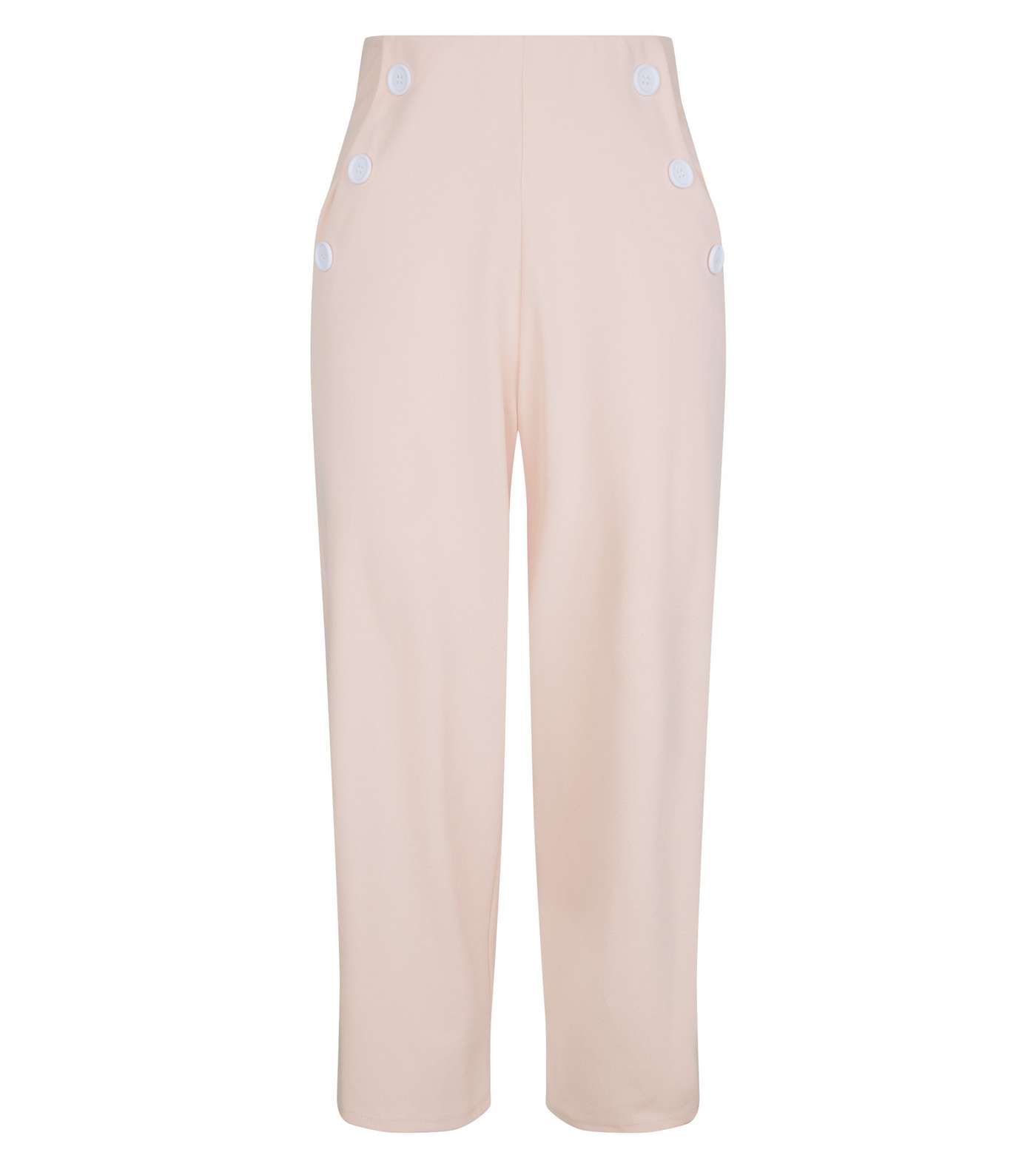 Pale Pink Scuba Button Side Cropped Trousers Image 4