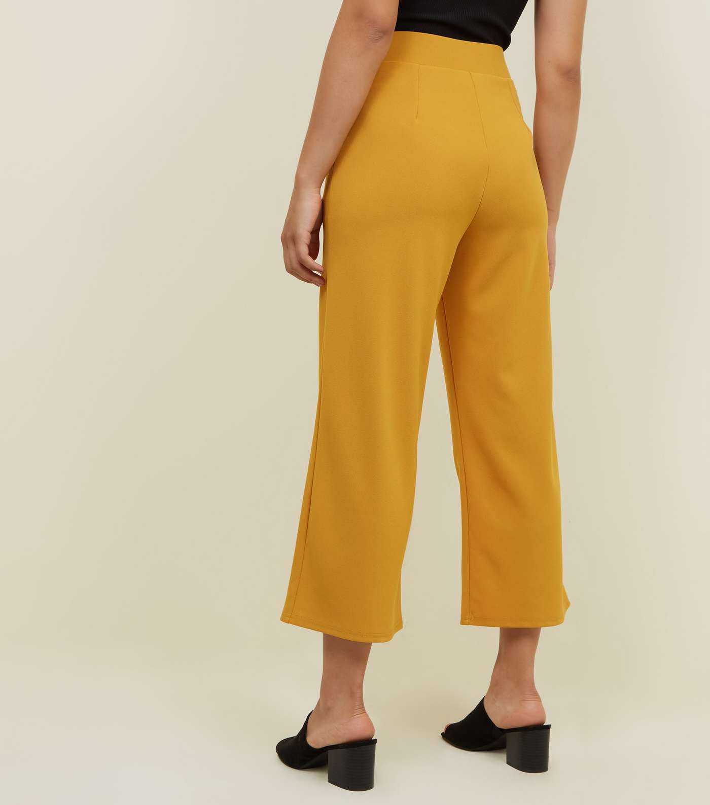 Yellow Scuba Button Side Cropped Trousers Image 3