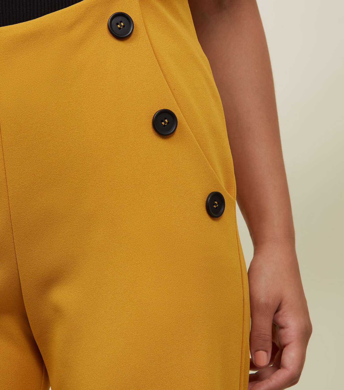 Yellow Scuba Button Side Cropped Trousers Image 5