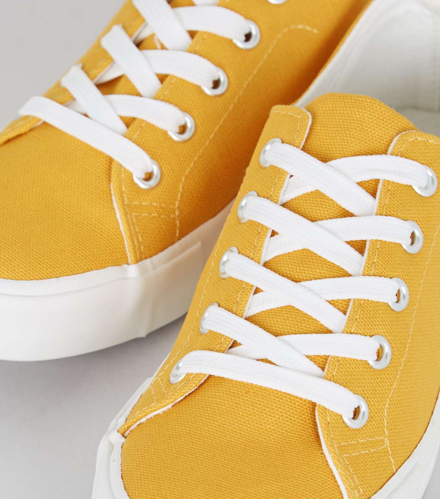 Girls Yellow Canvas Chunky Lace Up Trainers Image 4