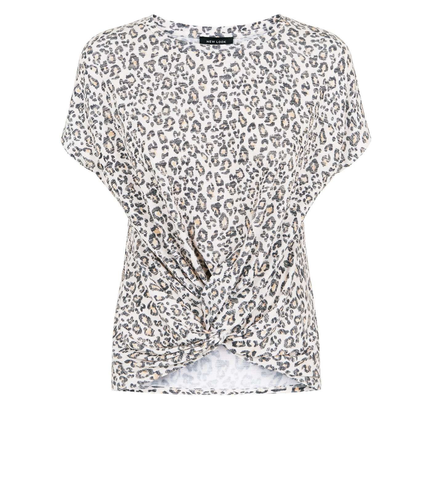 Brown Leopard Print Twist Front T-Shirt Image 4