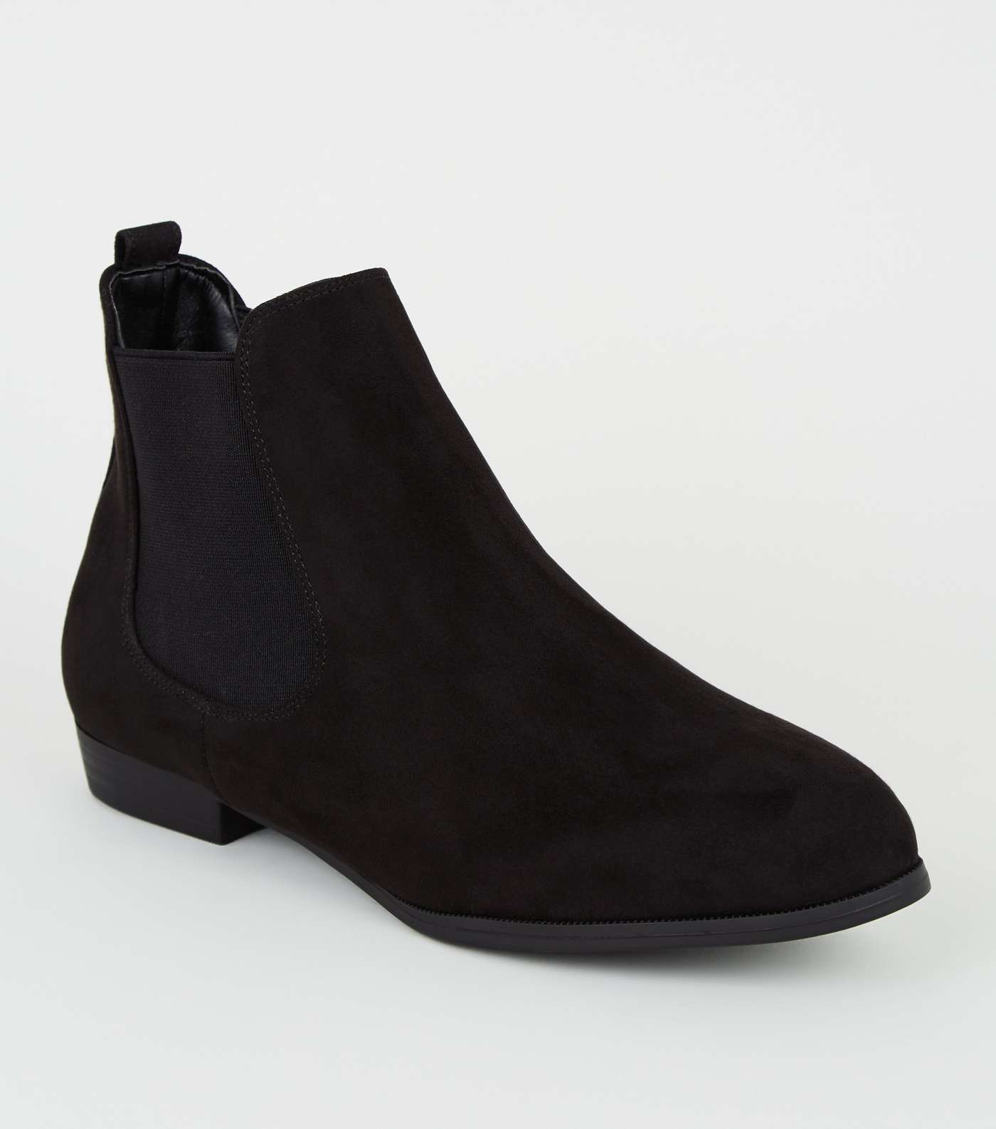 Black Suedette Flat Chelsea Boots