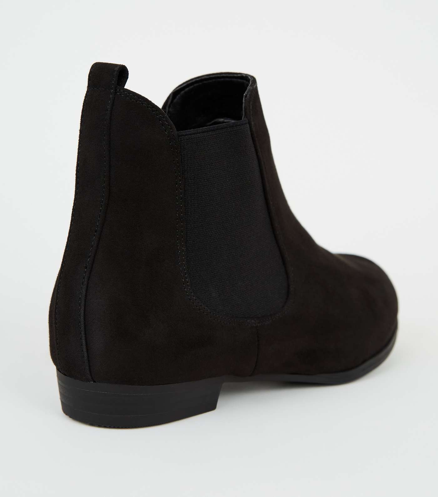 Black Suedette Flat Chelsea Boots Image 3