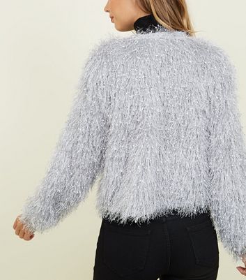 Pale Grey Fluffy Cardigan | New Look