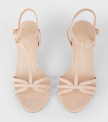 Wide Fit Nude Comfort Suedette Strappy 