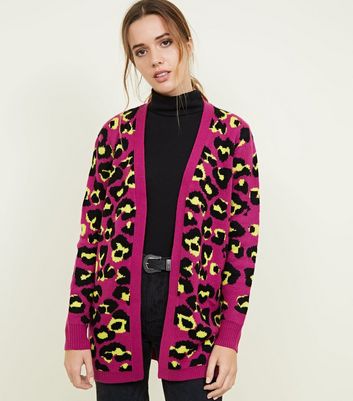 blue animal print cardigan