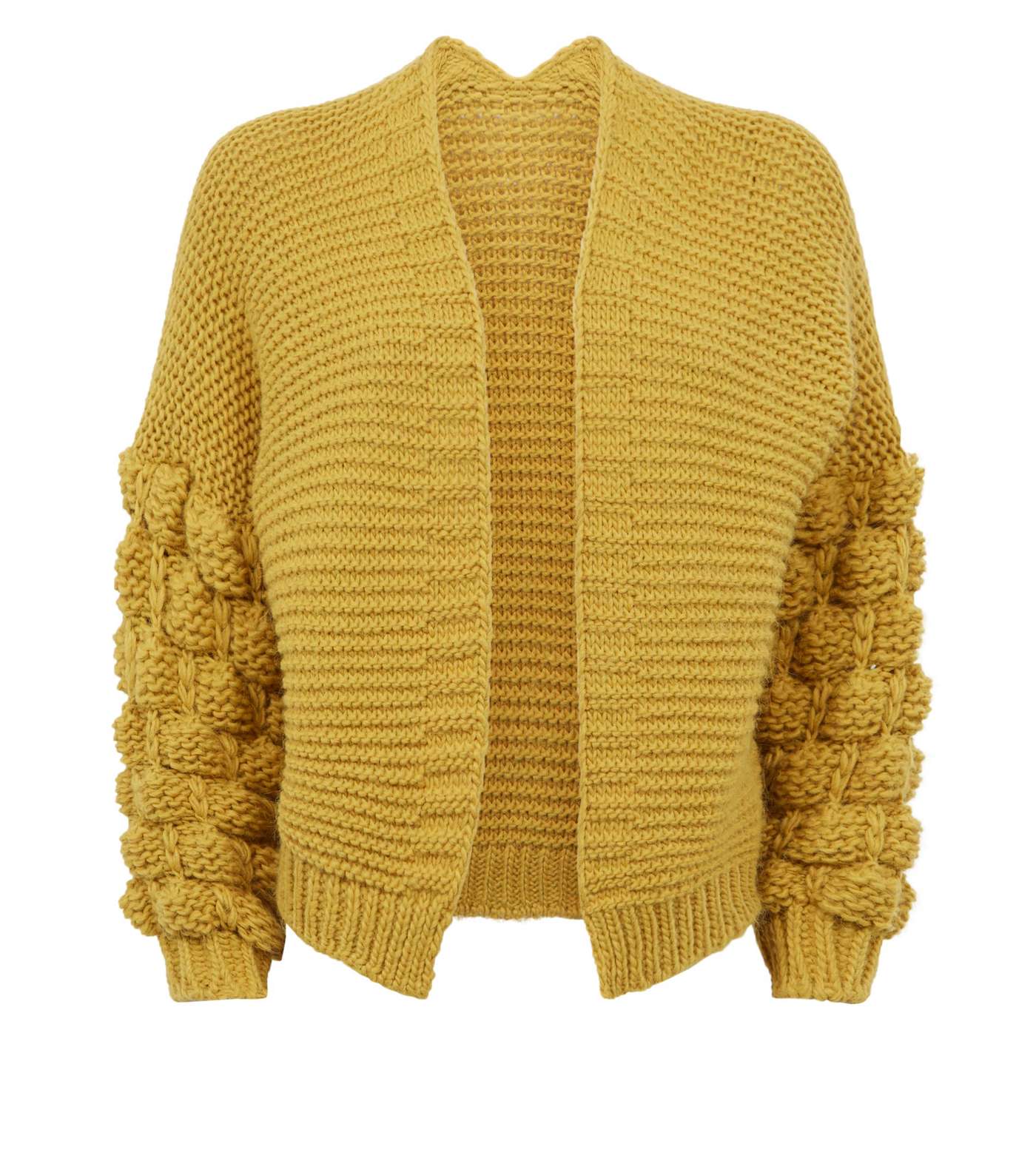 Cameo Rose Mustard Bubble Sleeve Knitted Cardigan  Image 4