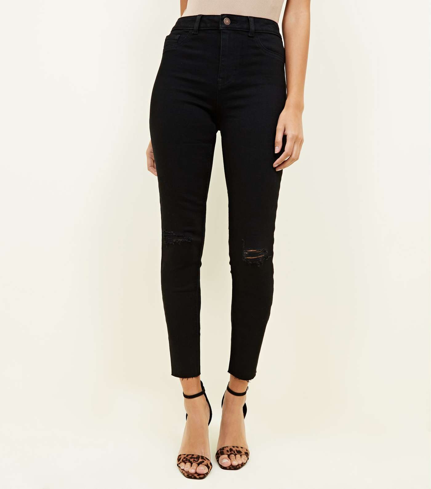Black High Waist Super Skinny Ripped Hallie Jeans Image 2