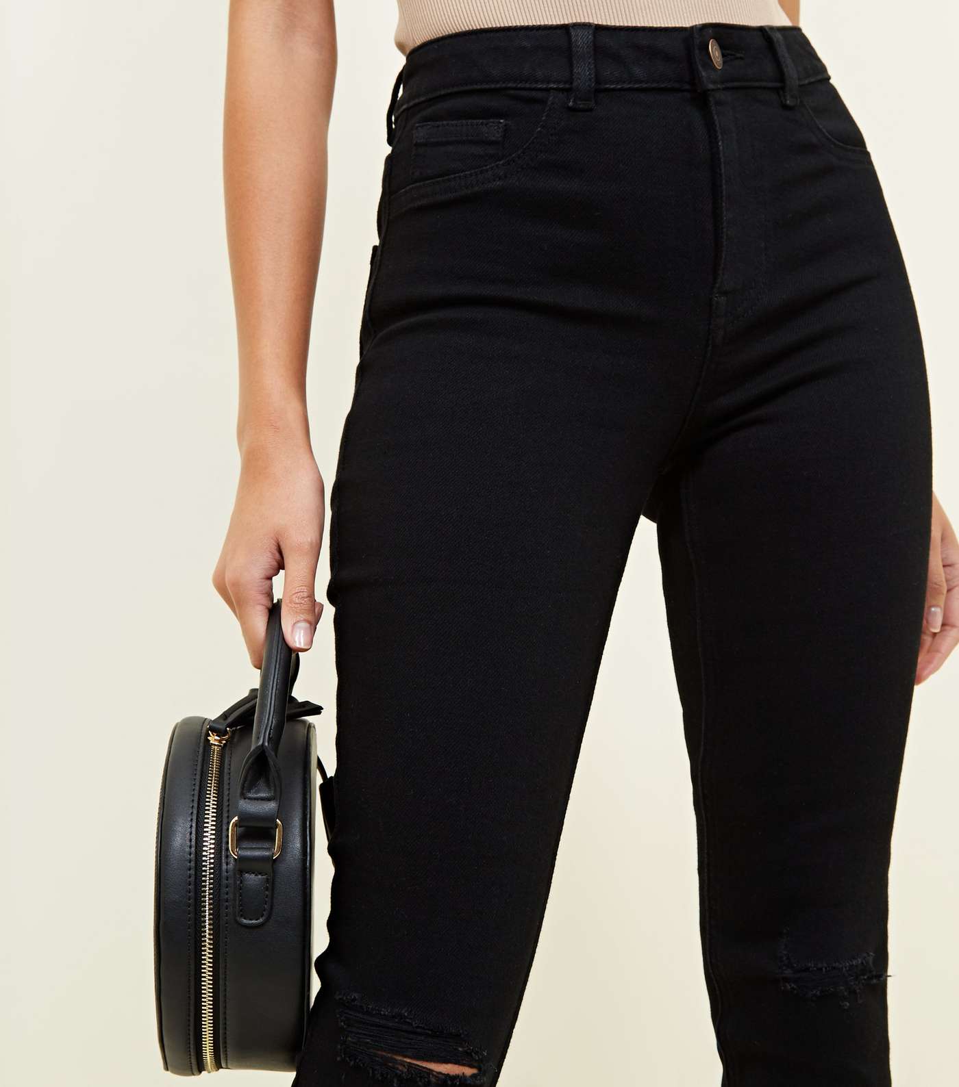 Black High Waist Super Skinny Ripped Hallie Jeans Image 6