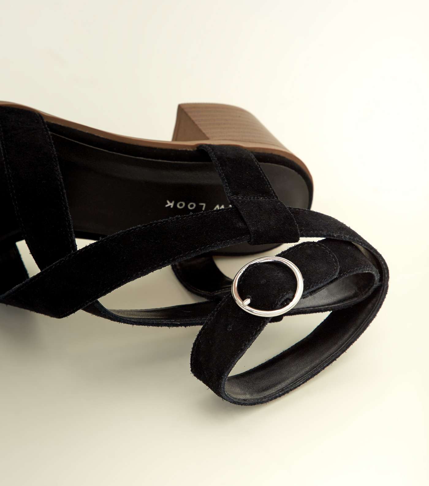 Black Suede Multi Strap Block Heel Sandals Image 4