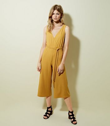 mustard ribbed jumpsuit