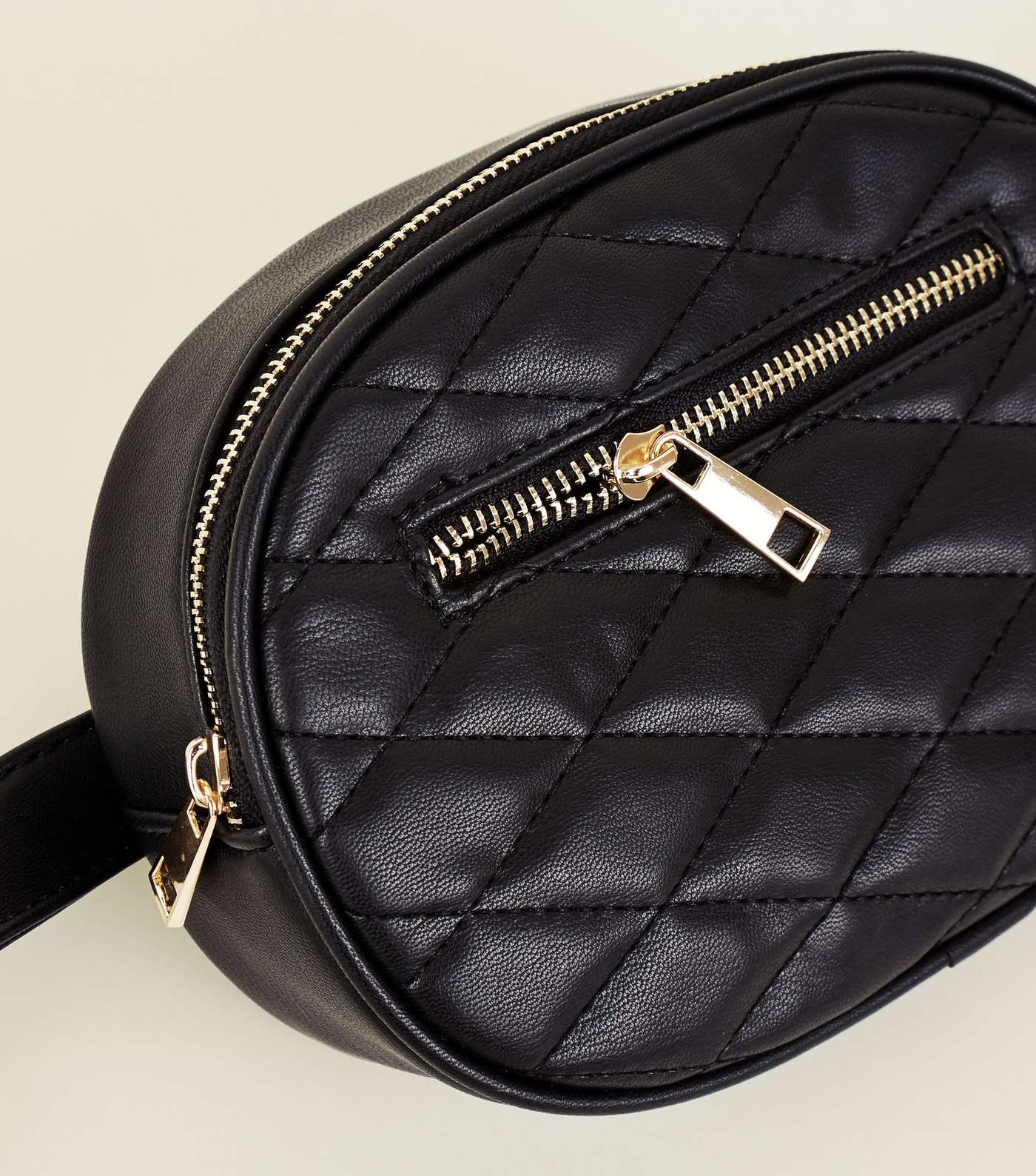 Black Quilted Round Belt Bag Image 3
