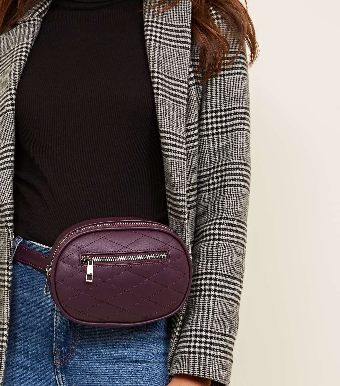 Purple Quilted Round Belt Bag
